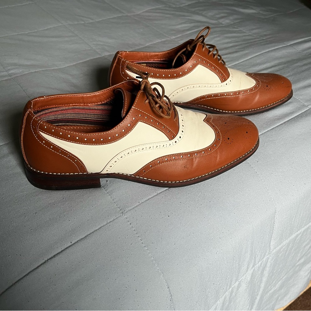 Two-Tone Brown and Cream Men's Oxford Shoes